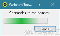 webcamtoolforactioncameras3 | ガジェットレビューの匠 こちらは「Finish setup」ボタンを押下後に表示される「Connecting to the camera..」画面です。