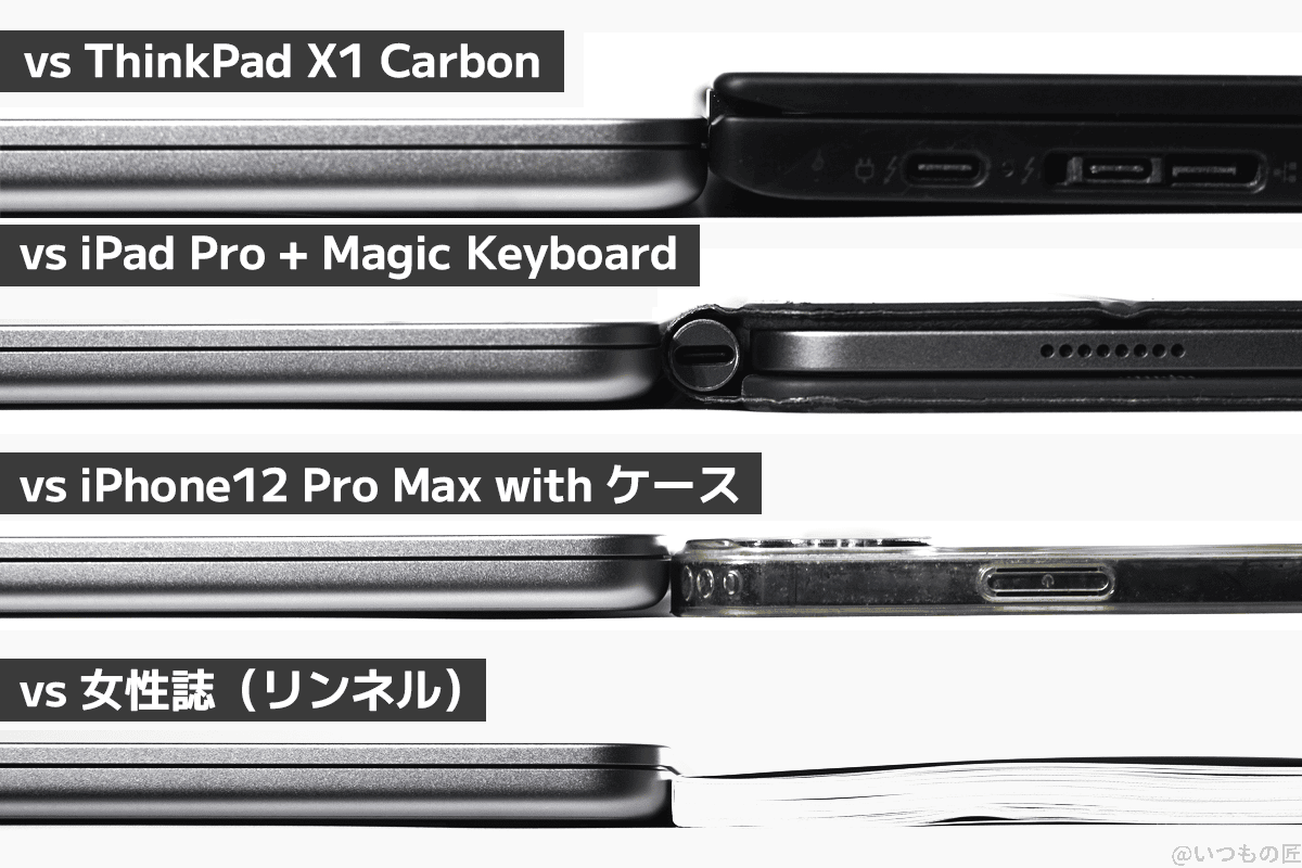 Macbook Air M2と手持ちの薄い物との比較
