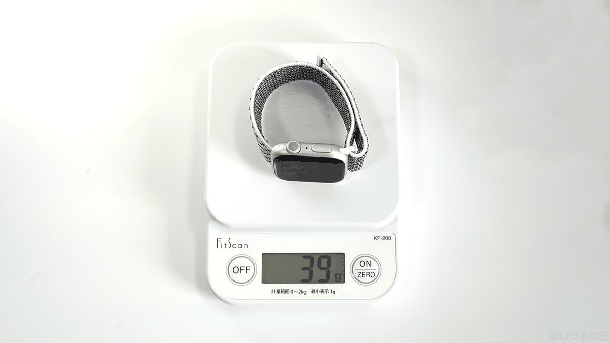 apple_watch_8_weight | ガジェットレビューの匠 Apple Watch Series 8 41mmアルミニウムケースモデルの重さ計測は39グラム