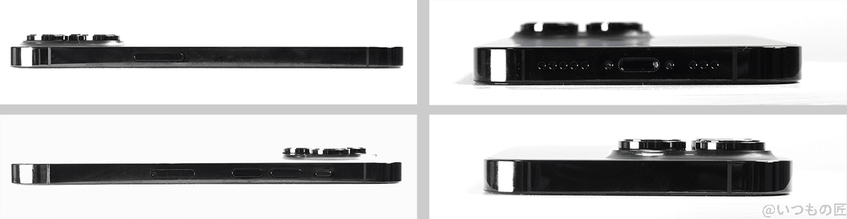 | ガジェットレビューの匠 iPhone14 Pro 側面の上下左右です。