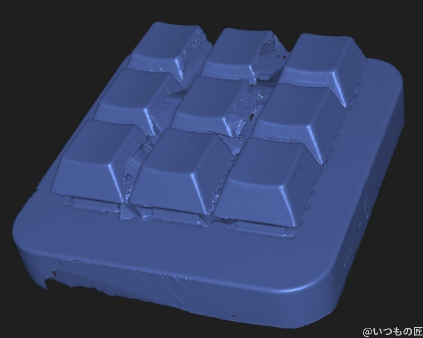 screenshot | ガジェットレビューの匠 黒い左手デバイスの3Dスキャン結果は、穴空きはあるが、かなり詳細にスキャンできた