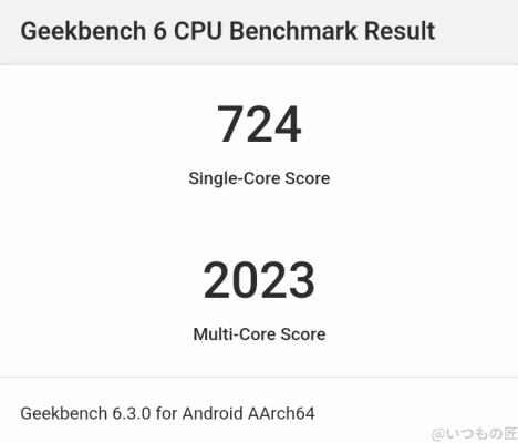 aquos-wish4-geekbench1 | ガジェットレビューの匠 AQUOS Wish4 AnTuTu ベンチマーク Geekbench 6 CPUBenchmark 計測結果