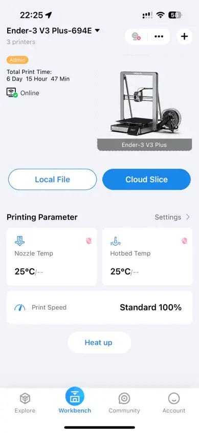 Ender-3 V3 Plus 比較
Creality Cloudアプリ１
