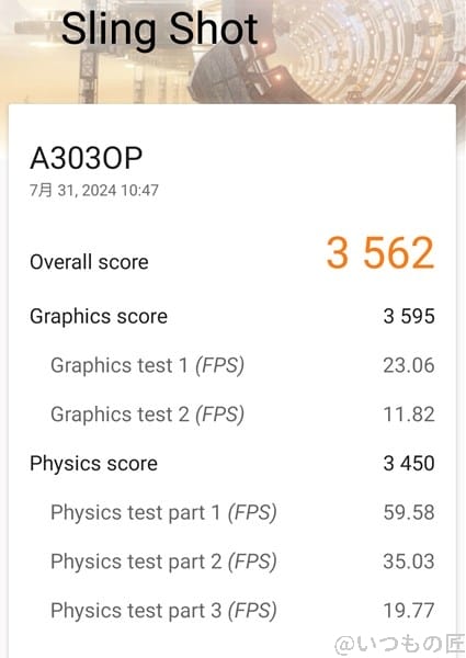oppo-a79-5g-3dmark-slingshot1 | ガジェットレビューの匠 oppo-a79-5g ベンチマーク Sling Shotのスコア