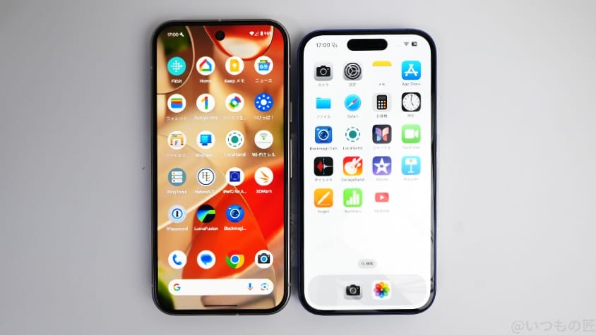 iphone16-pixel9-monitor-844px | ガジェットレビューの匠 iPhone16とGoogle Pixel 9の違いを比較!買うならどっちがいい?
ディスプレイを比較