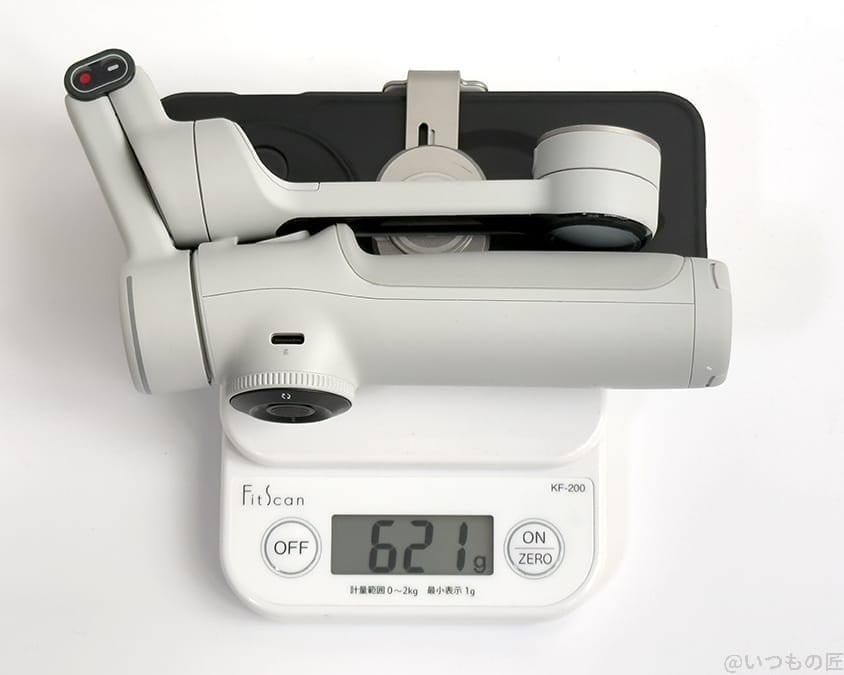 insta360-flow2pro-weight3 | ガジェットレビューの匠 Insta360 Flow 2 Pro レビュー
Flow 2 ProとOPPO Find X8とホルダーの重量