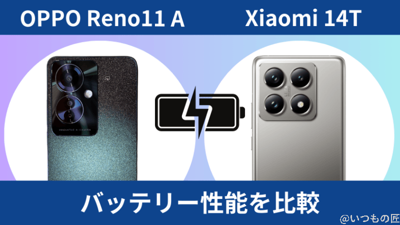 oppo reno11 aとxiaomi 14tのバッテリー性能を比較 | ガジェットレビューの匠 OPPO Reno11 AとXiaomi 14Tのバッテリー性能を比較