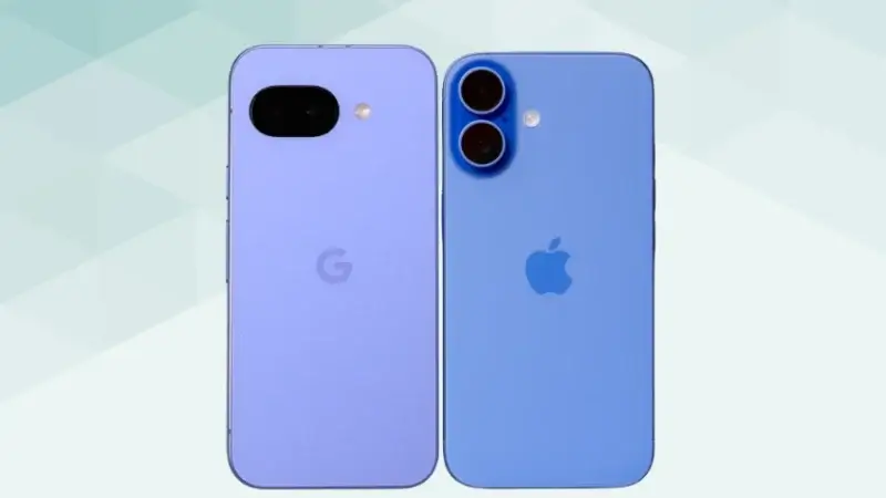 google pixel 9aとiphone16の背面デザイン | ガジェットレビューの匠 Google Pixel 9aとiPhone16の背面デザイン