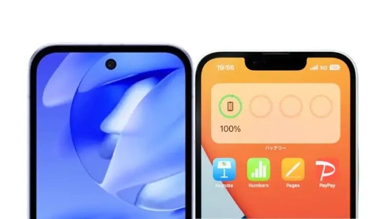 google pixel 9aとiphone16eの正面デザイン | ガジェットレビューの匠 Google Pixel 9aとiPhone16eの正面デザイン