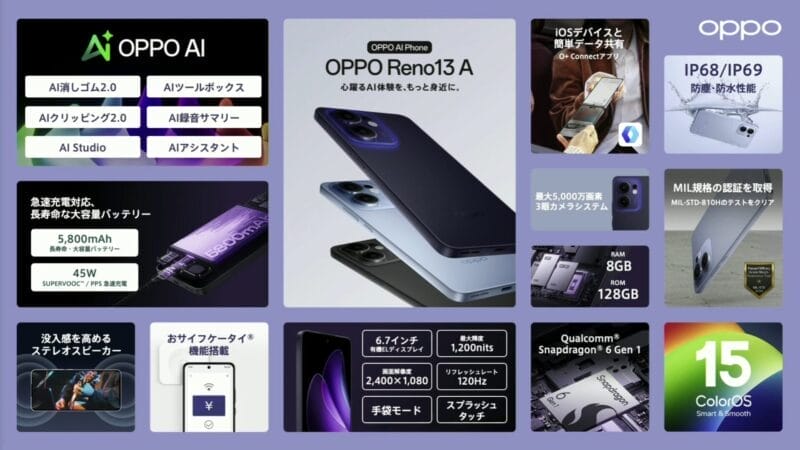 oppo reno13 a 新機能一覧 | ガジェットレビューの匠