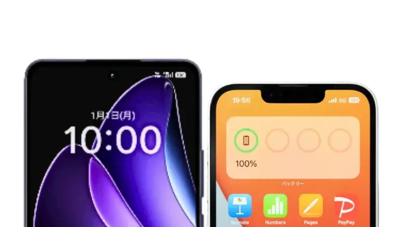 oppo reno13 aとiphone16eの比較 正面デザイン | ガジェットレビューの匠 OPPO Reno13 AとiPhone16eの比較 正面デザイン