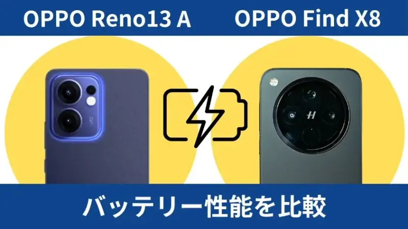 OPPO Reno13 AとOPPO Find X8のバッテリー性能を比較