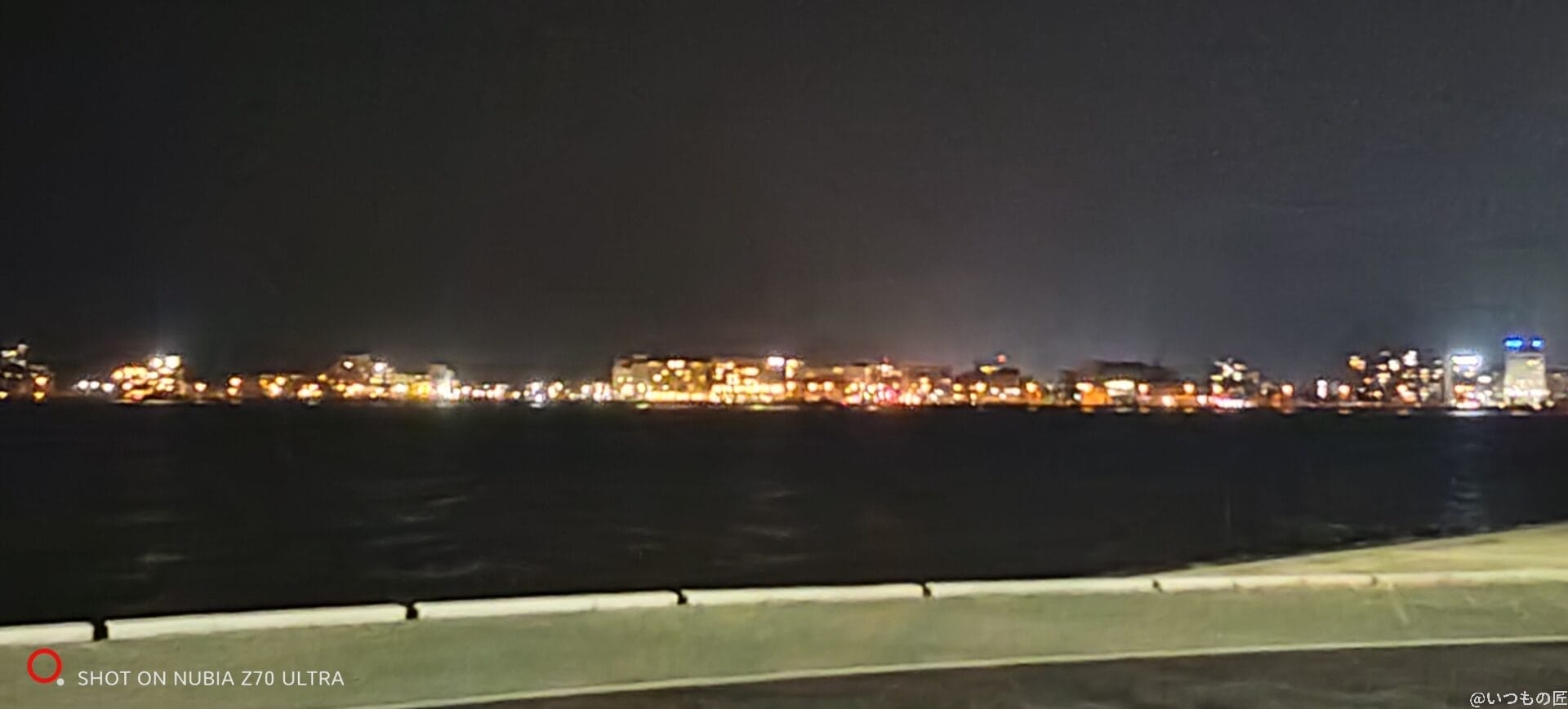 nubia Z70 Ultra カメラ 海辺を暗所撮影した写真