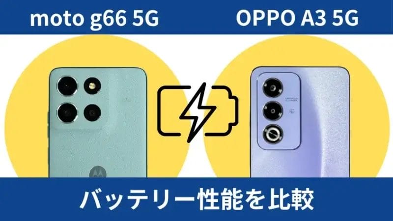 moto g66 5gとoppo a3 5gのバッテリー性能を比較 | ガジェットレビューの匠 moto g66 5GとOPPO A3 5Gのバッテリー性能を比較