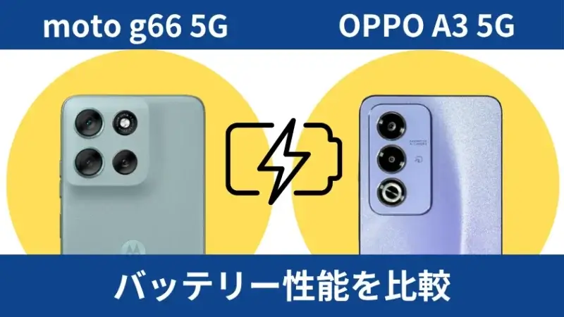 moto g66 5gとoppo a3 5gのバッテリー性能を比較 | ガジェットレビューの匠 moto g66 5GとOPPO A3 5Gのバッテリー性能を比較