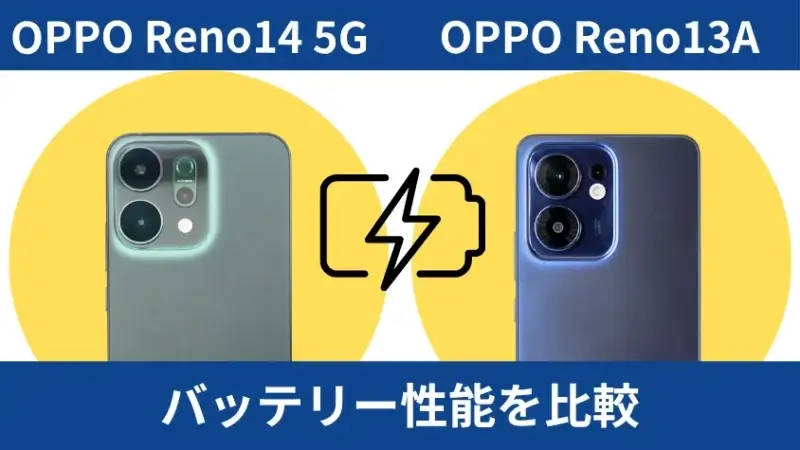 oppo reno14 5gとoppo reno13 aのバッテリー性能を比較 | ガジェットレビューの匠 OPPO Reno14 5GとOPPO Reno13 Aのバッテリー性能を比較