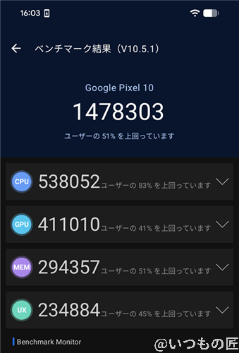 Google Pixel 10 ベンチマーク Antutu AnTuTu Benchmark V10 計測結果